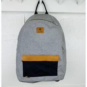 Faguo Gray Backpack Canvas Leather Trim Navy Pocket Sustainable Casual Bag